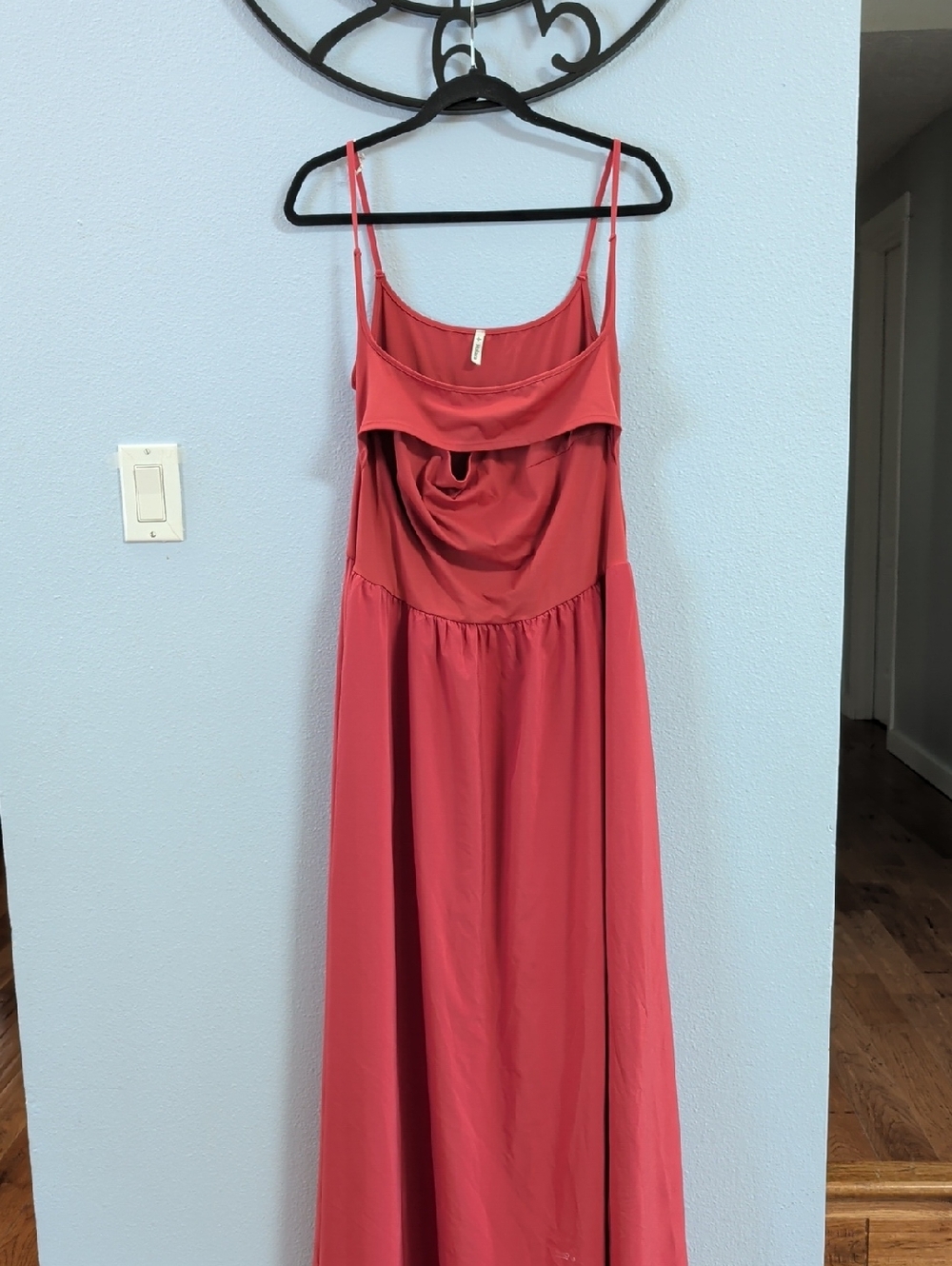 HALARA Breezeful™ Pocket Flowy Flare Spaghetti Strap Maxi Dress in Kapok Red - Picture 3 of 9